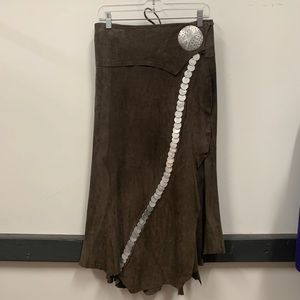 Yolanda de Drue suede wrap skirt